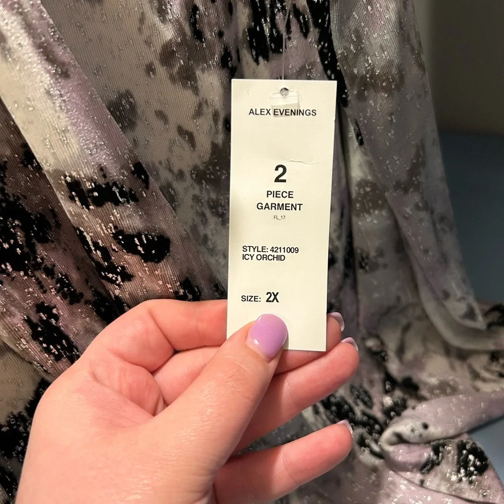 NEW Alex Evenings Icy Orchids Sleeveless Dress Blouse Size 2X - Picture 3 of 6